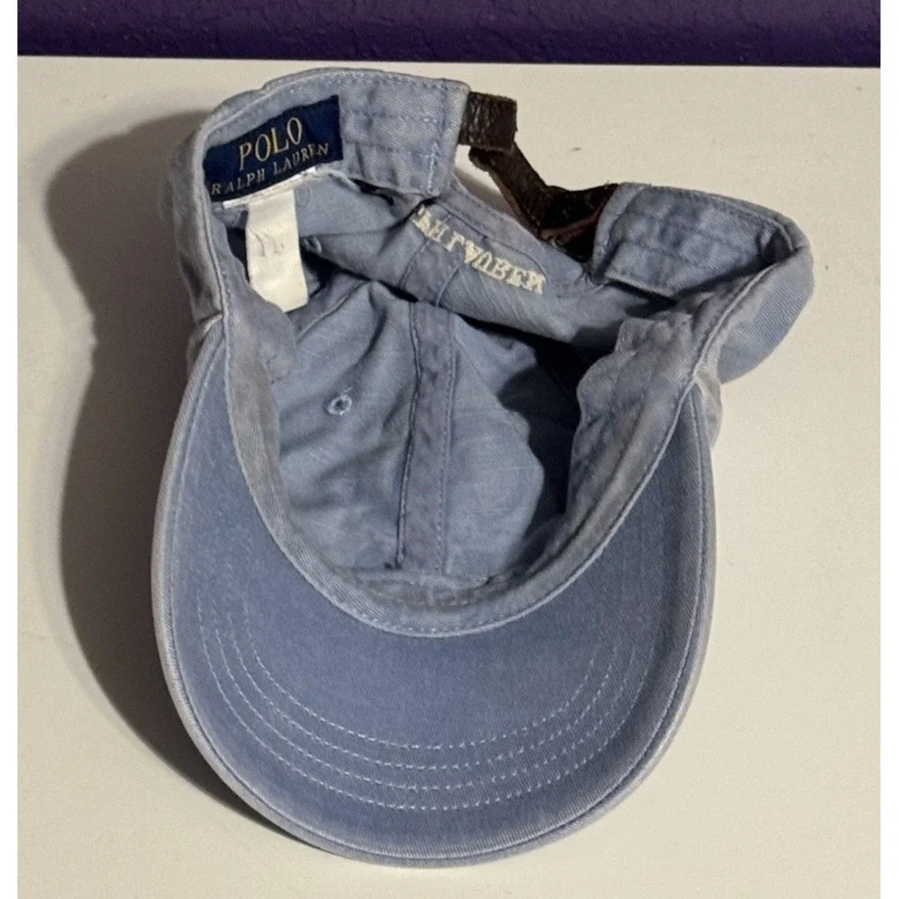 Polo Ralph Lauren Stadium 1992 Chino Hat Chambray Leather Strap Cap RRL Rare